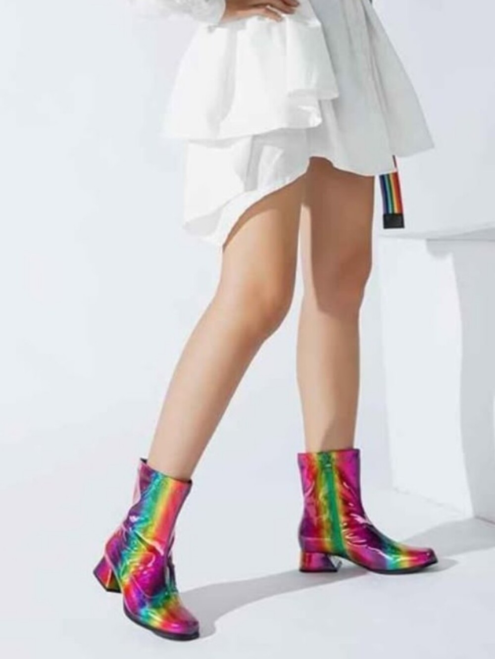 Colorful Rainbow Mid-Calf Women's Boots - Multicolor